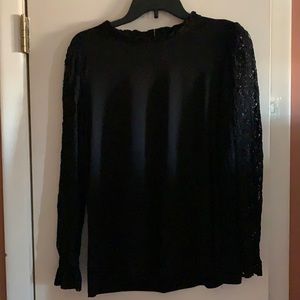 Mock Neck Lace Blouse